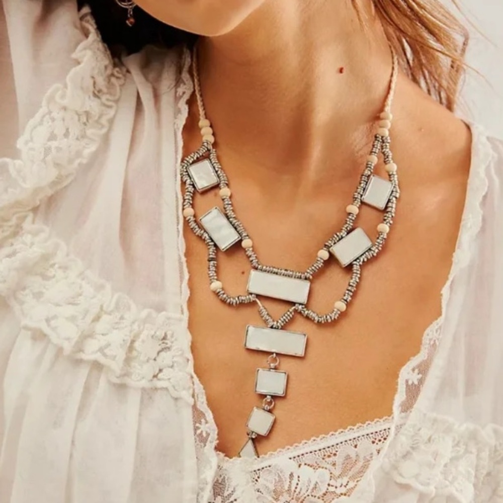 Free People Mother of Pearl Chunk Necklacee